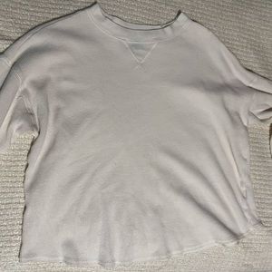 White waffle knit sweater